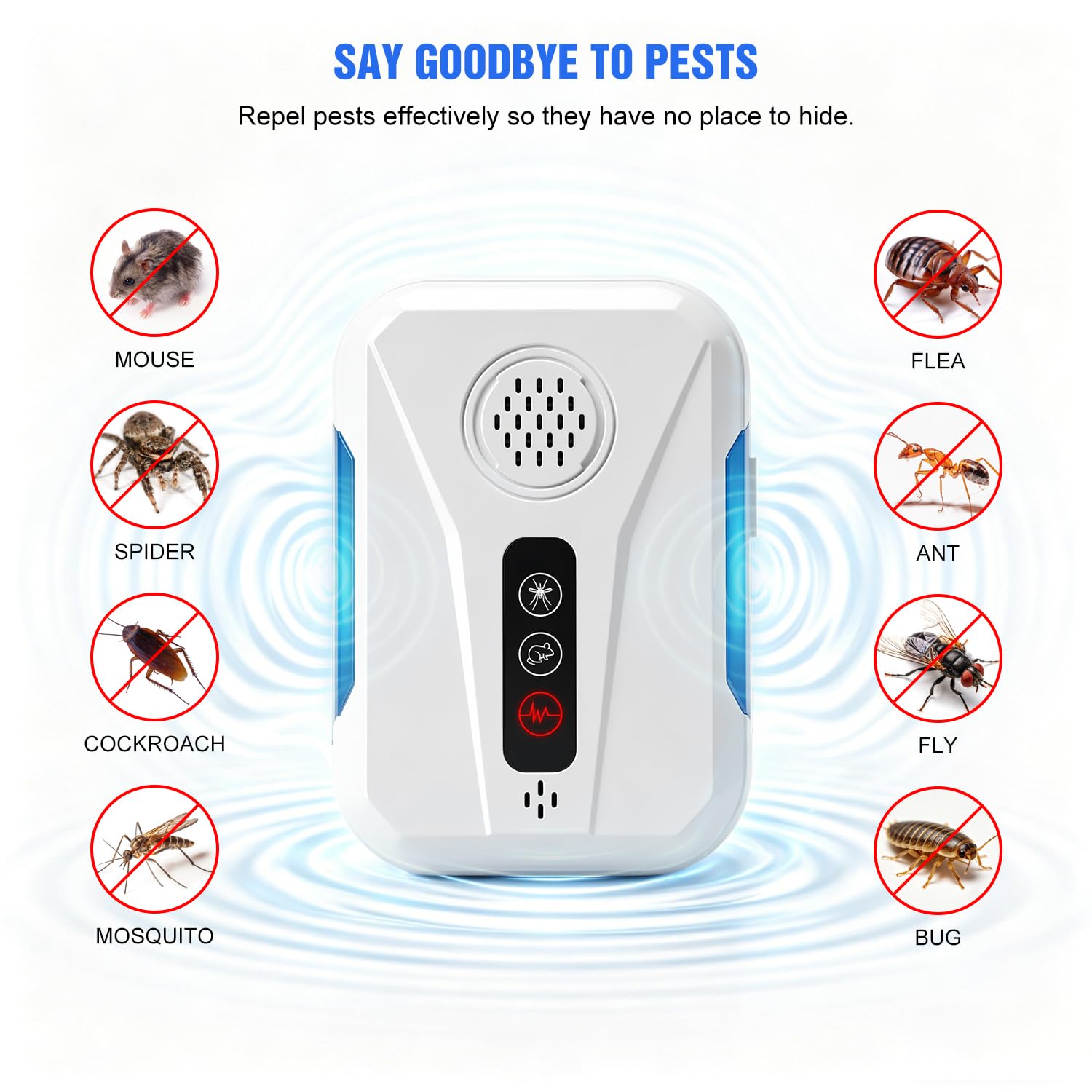 Three-mode switching pest repeller for indoor use