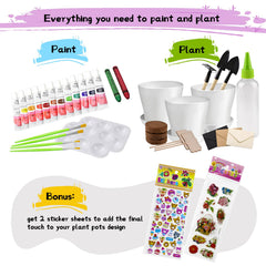 Three pots with trays from Paint and Plant kit
