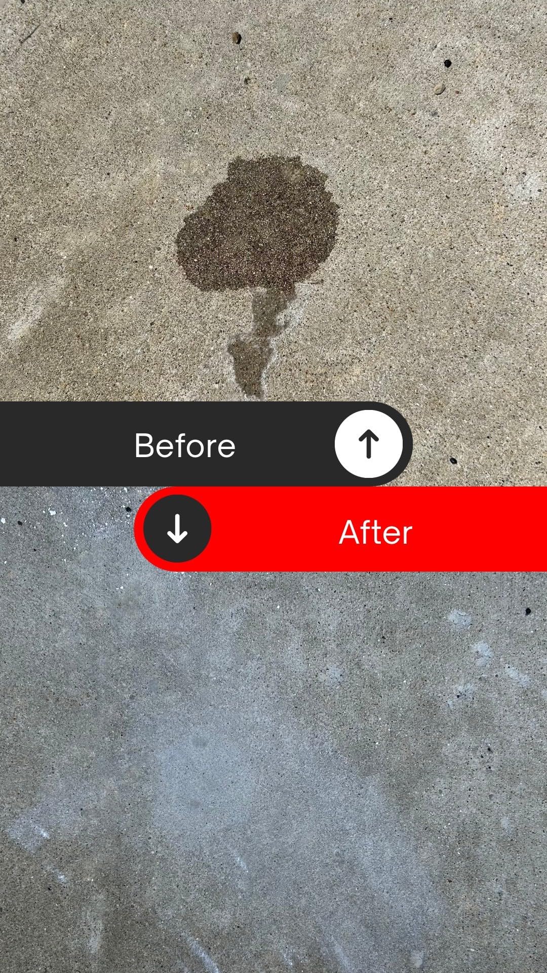Patio with grease spill ready for cleaning