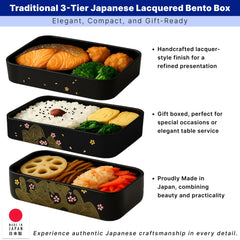 Three-tier bento with chopsticks and belt carry