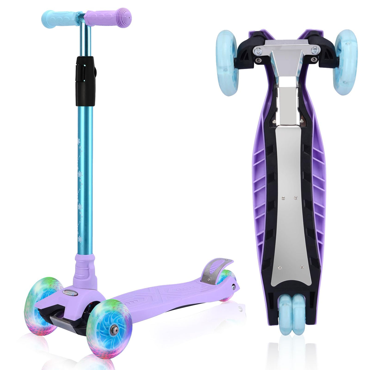 Three-wheel kids scooter with light up wheels