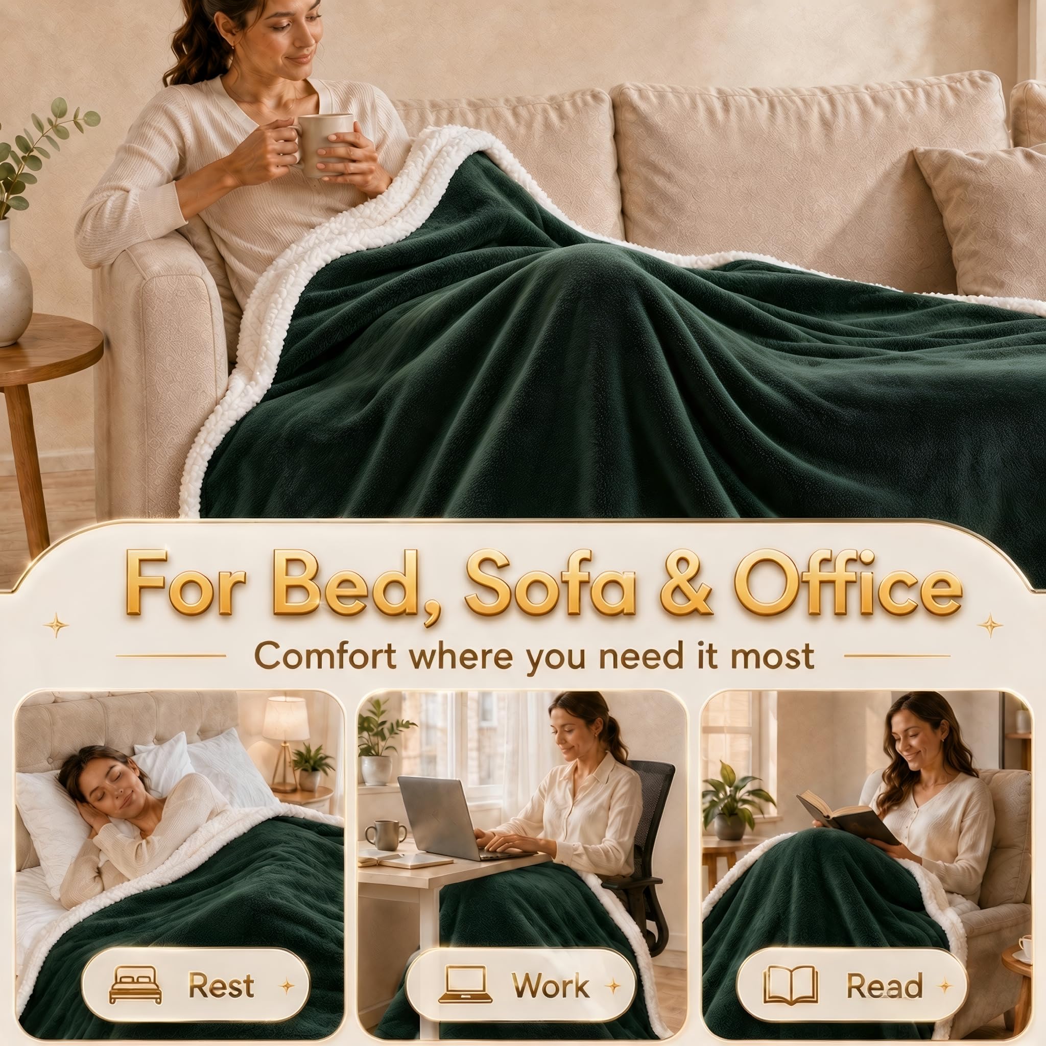 Minervada heated throw blanket 9 temperature levels