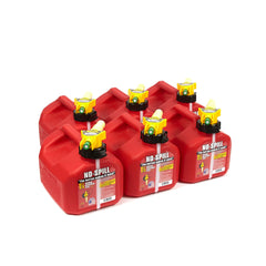Gas can with 7/8 inch funnel spout and dust cover
