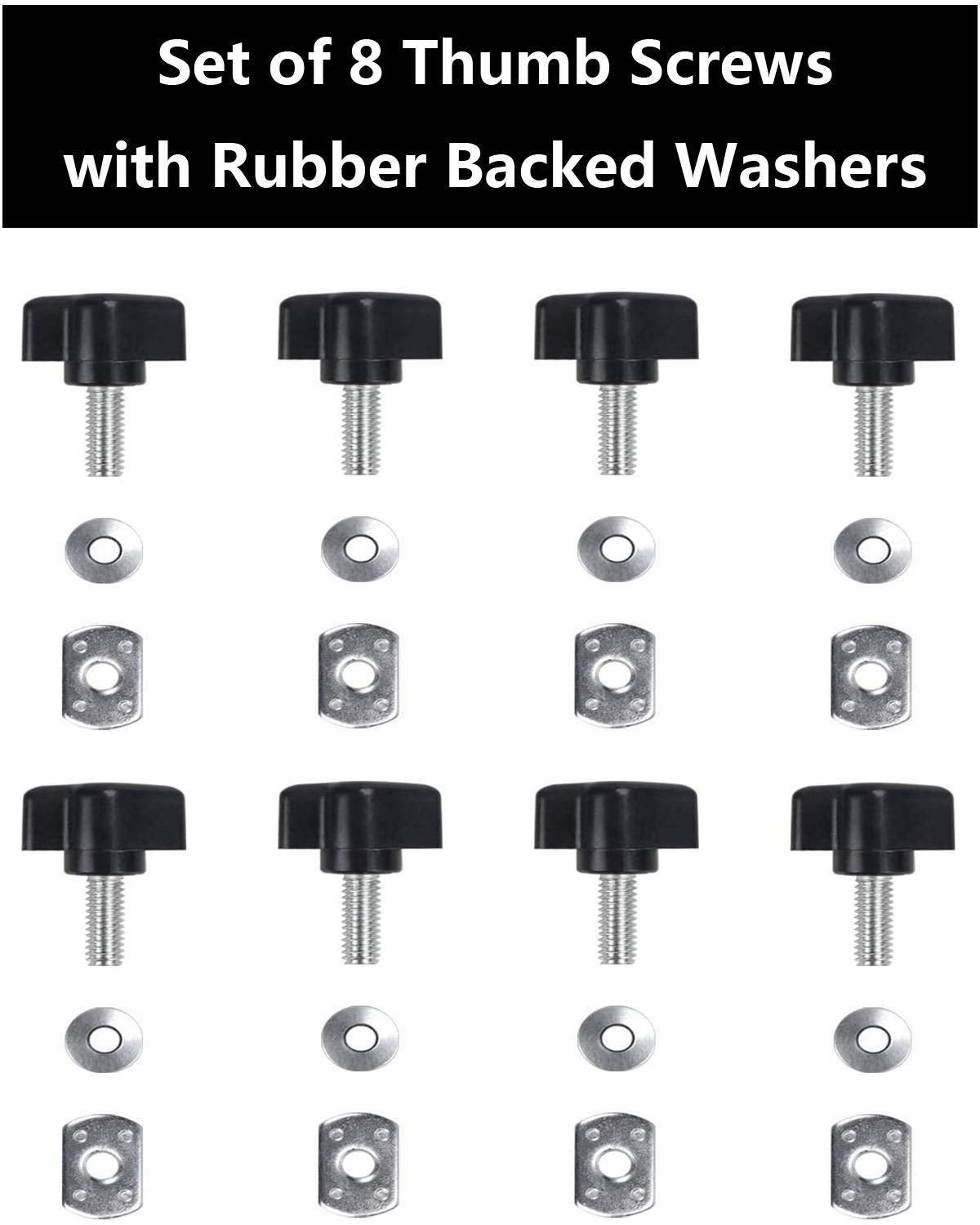 Thumb screws with washers and nut plates for Jeep Wrangler hard top