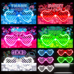 Thuodo 30pcs Valentine’s Day LED light up heart glasses in pink red green blue white colors