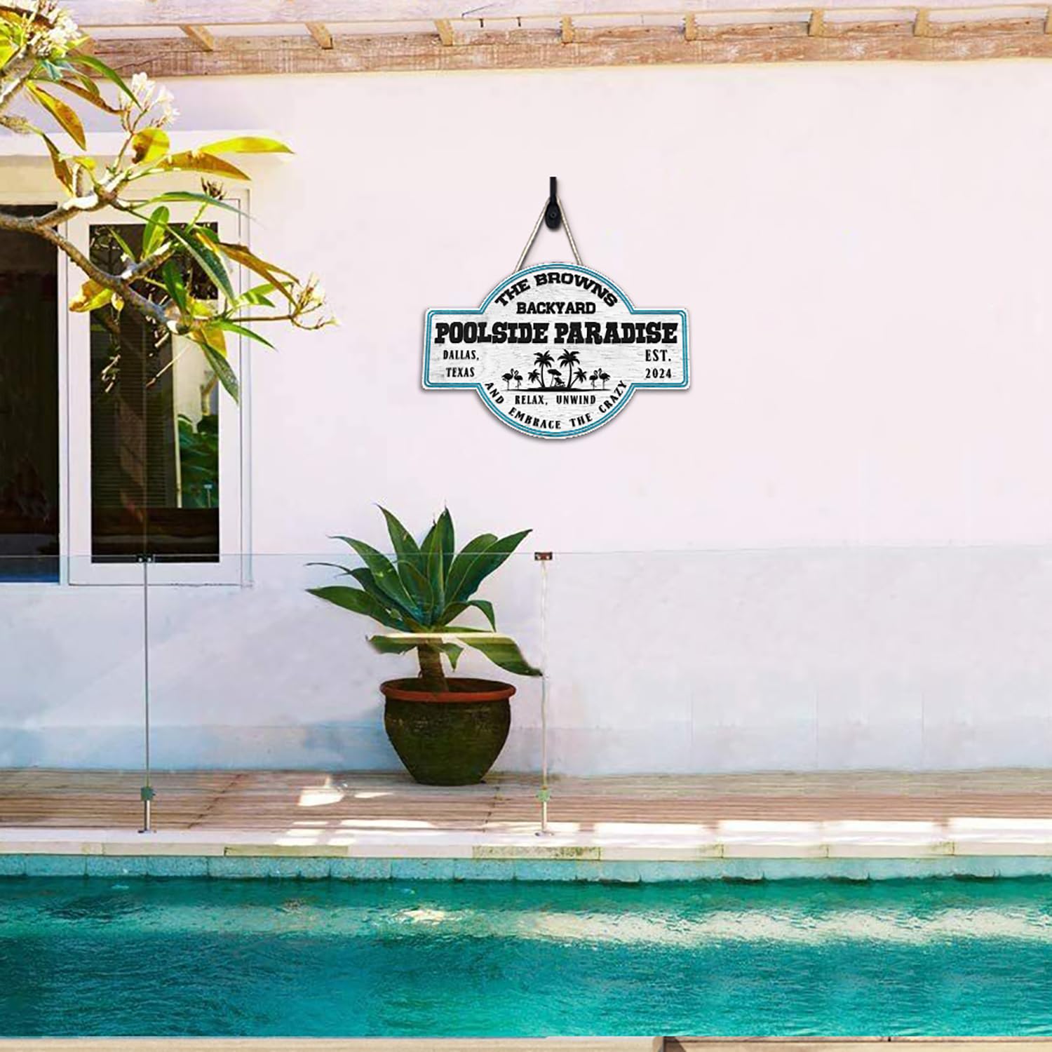 THUYPT pool sign paradise outdoor decor concept