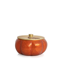 Thymes Pumpkin Laurel Statement Large Candle burnished orange jar with gold lid