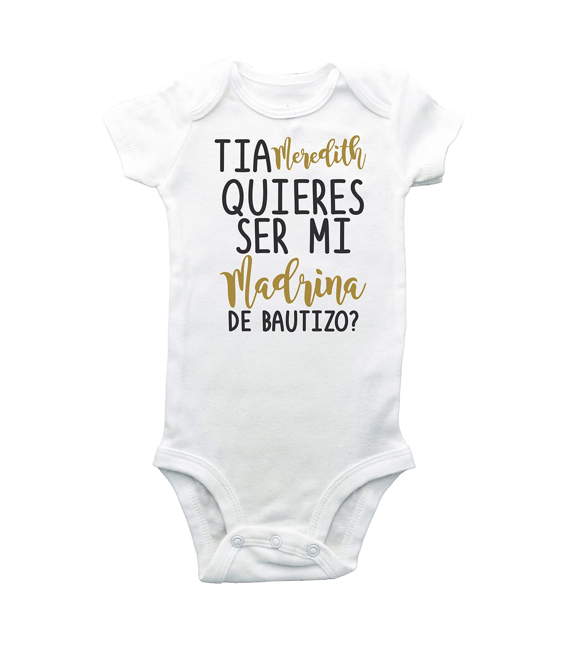 Custom cotton bodysuit for baptism padrinos design