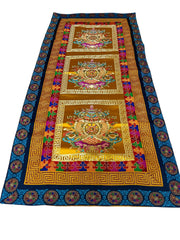 Tibetan Buddhist silk brocade table runner 36x16 inches with eight auspicious symbols