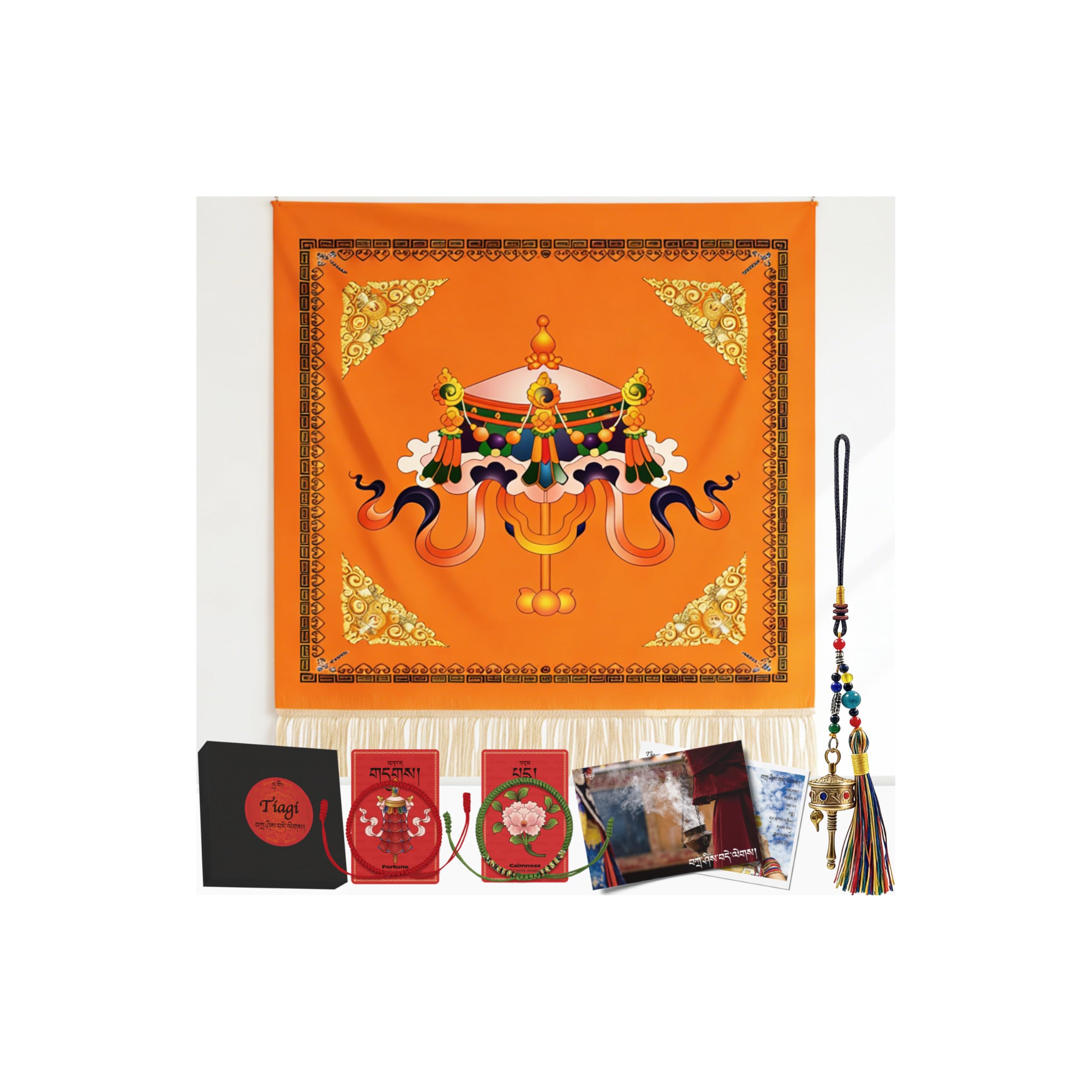 auspicious treasure parasol wall hanging tapestry from tibetan blessing set