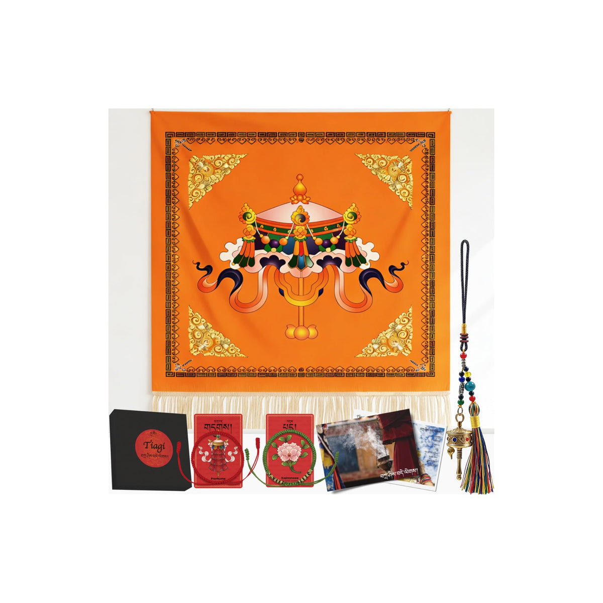 auspicious treasure parasol wall hanging tapestry from tibetan blessing set