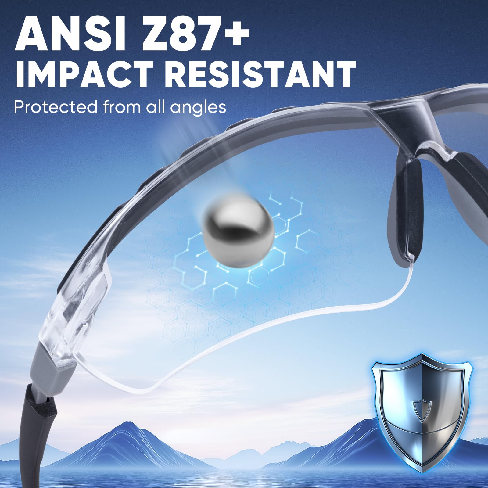Anti-fog safety glasses clear lens option by TICONN