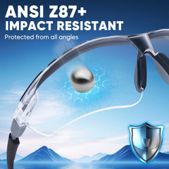 Anti-fog safety glasses clear lens option by TICONN