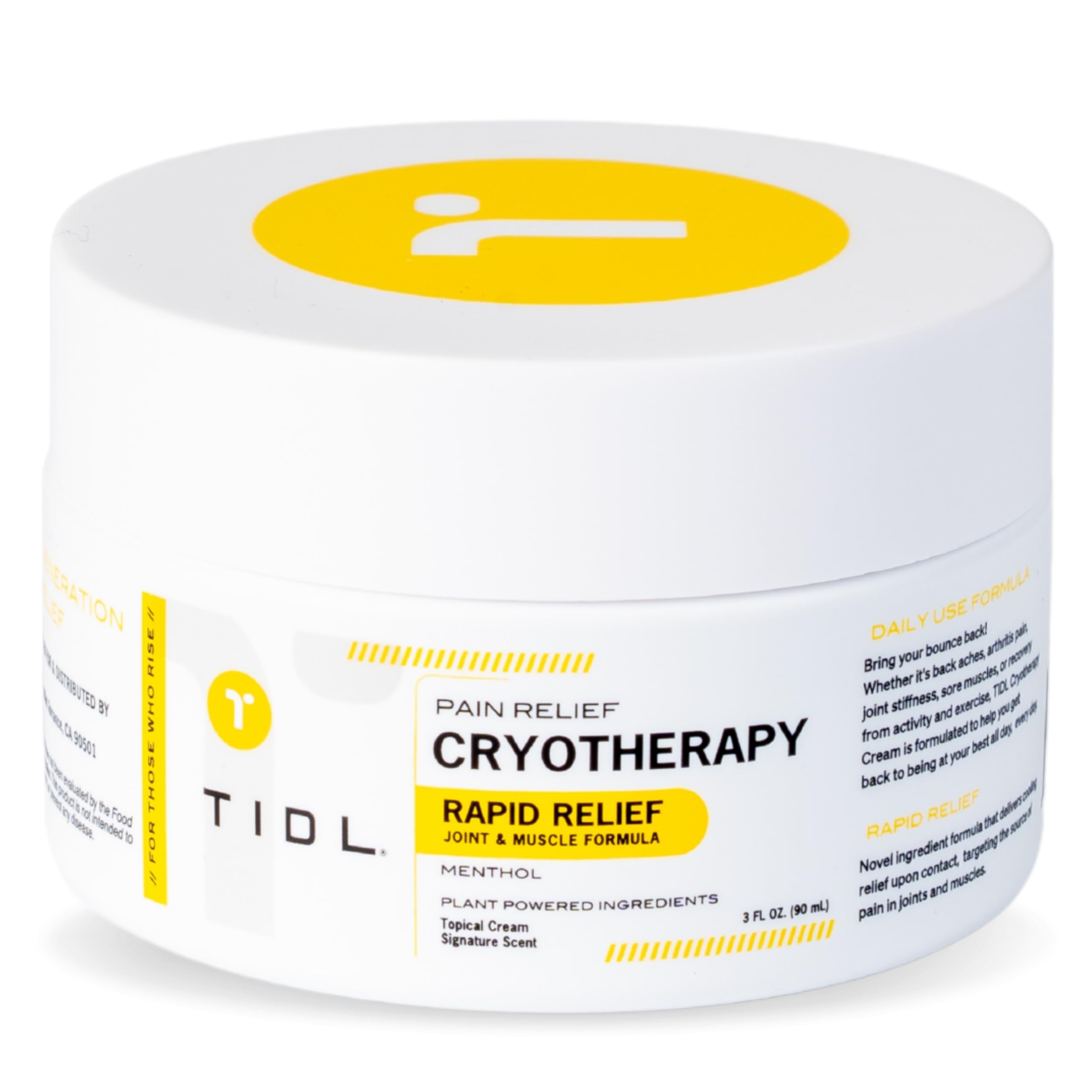 TIDL Cryotherapy Pain Relief Plant-Based Menthol Cream packaging