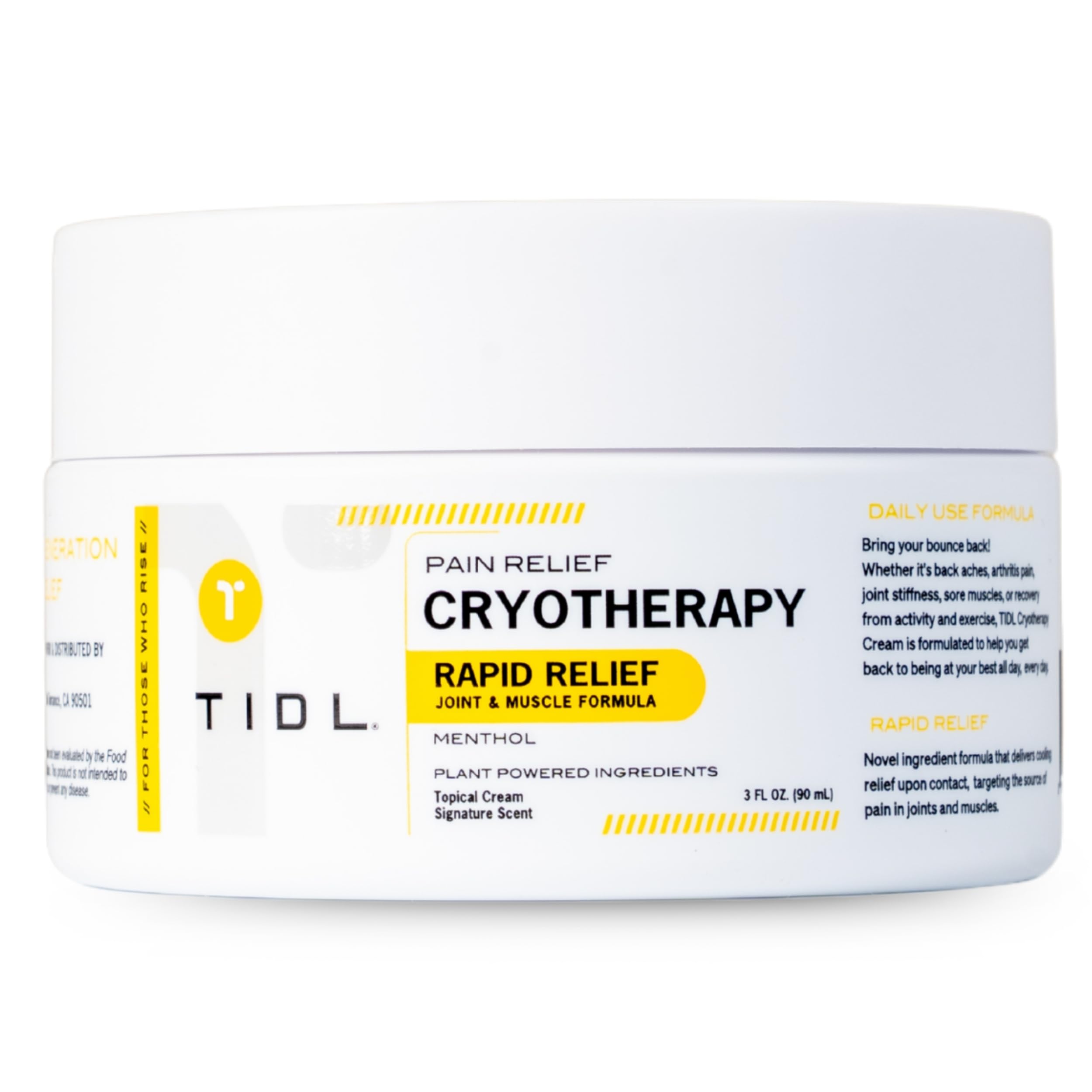 TIDL pain relief cream label and container