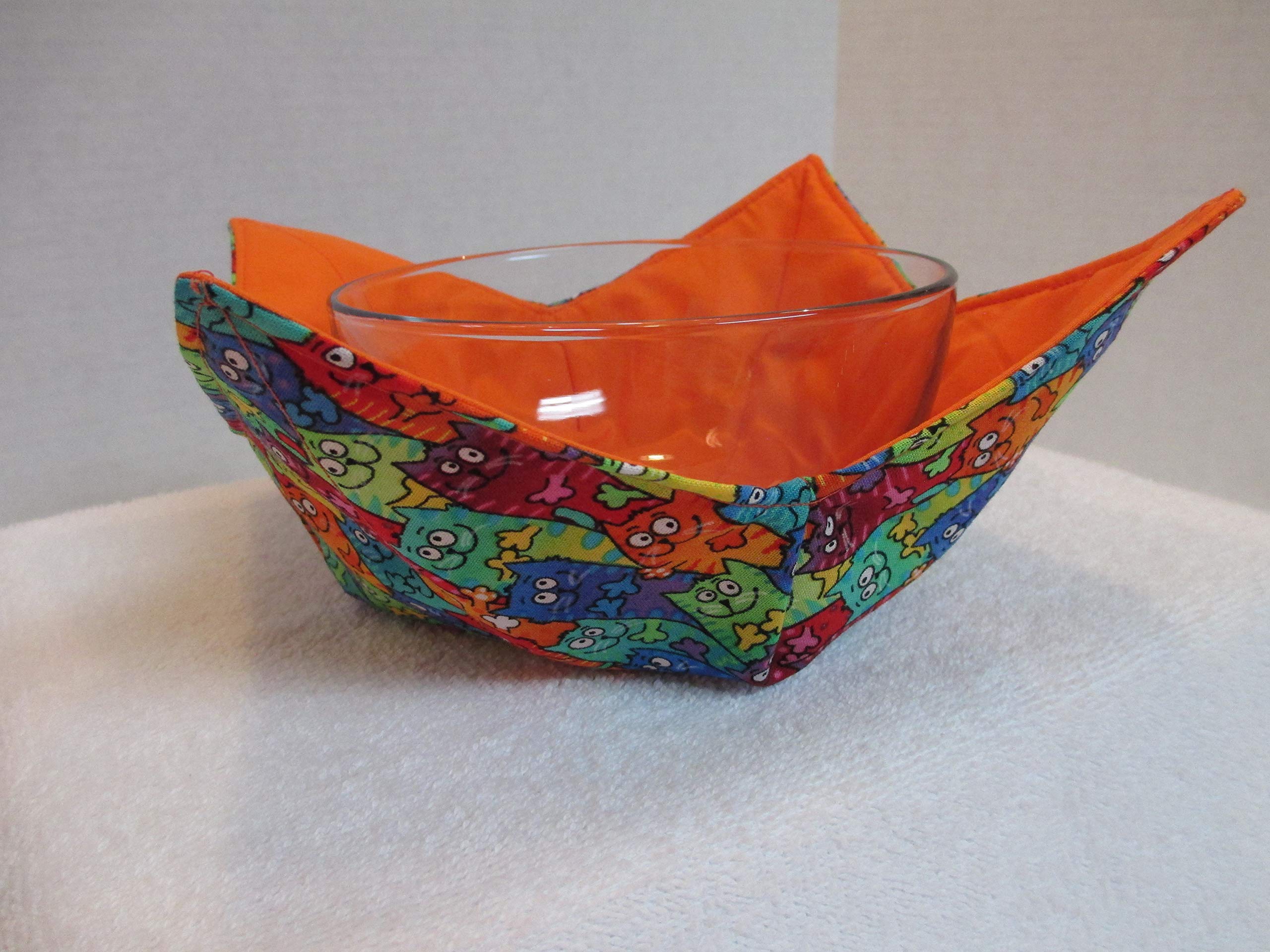 Tie Dye Packed Cats Soup Bowl Cozy textile detail