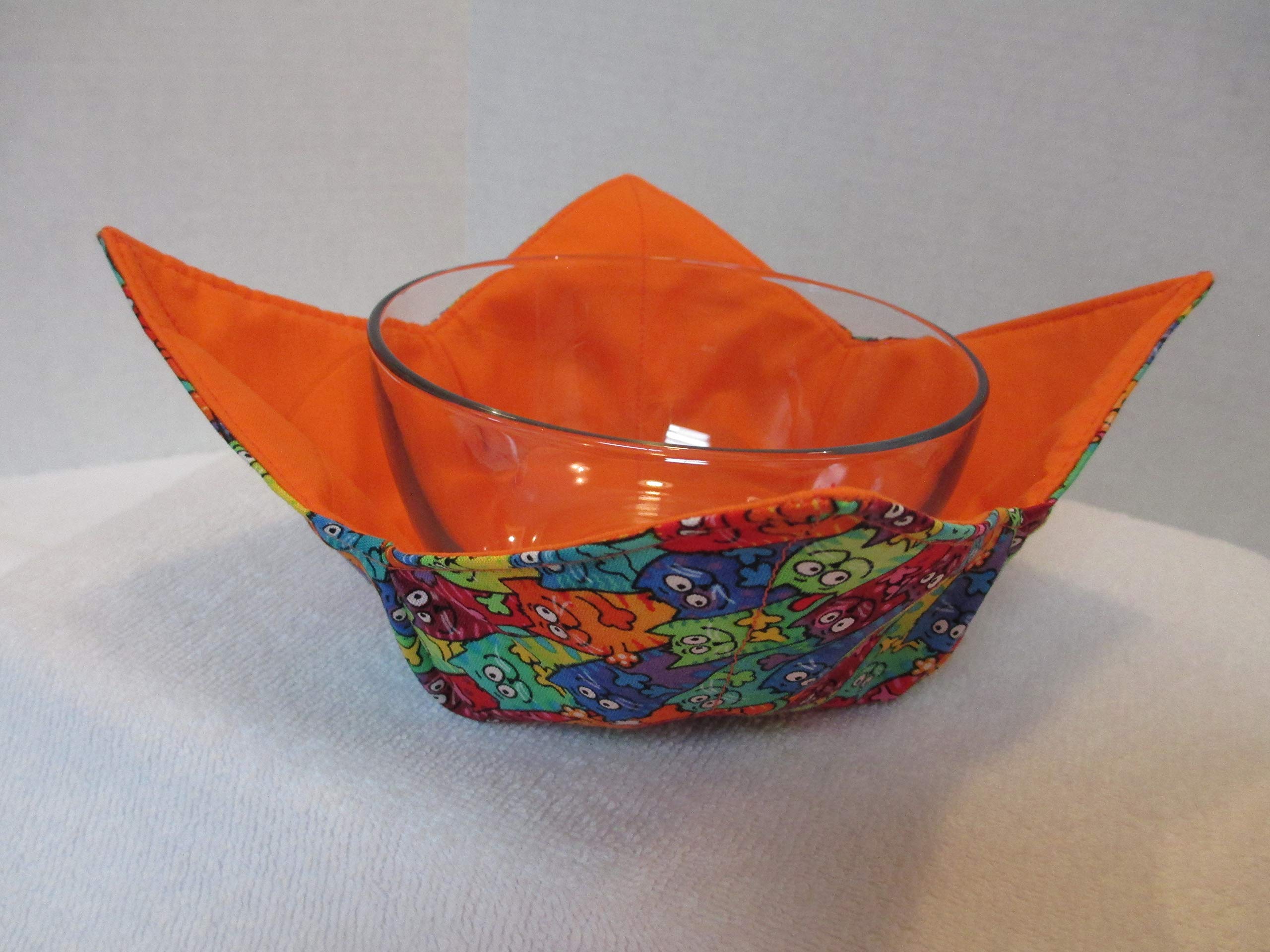 Tie Dye Packed Cats Soup Bowl Cozy branding tag