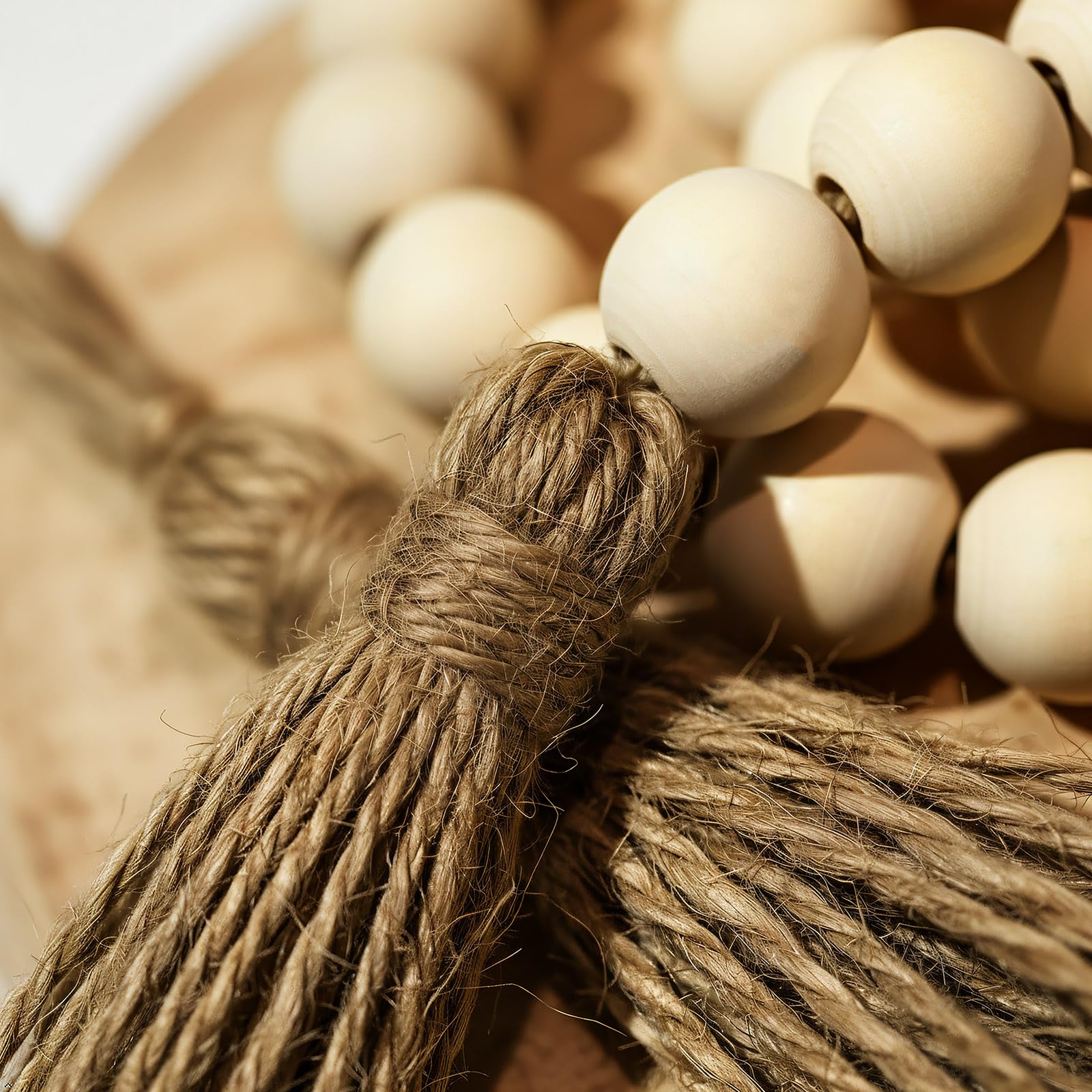 Decorative tassels paired with wooden beads