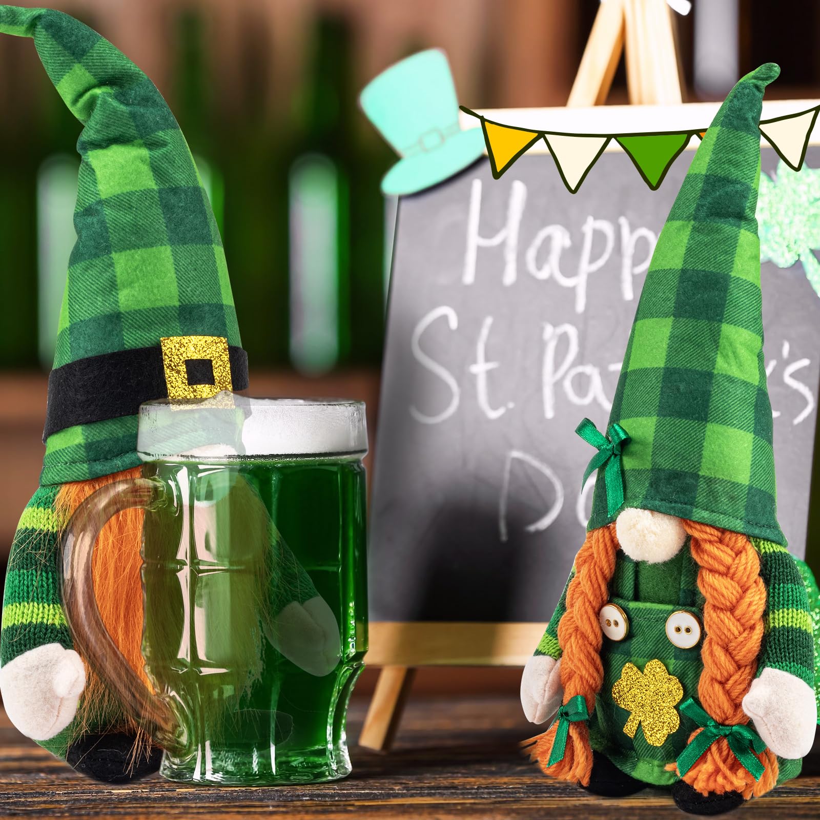 Irish themed decor for mantels tables tiered trays