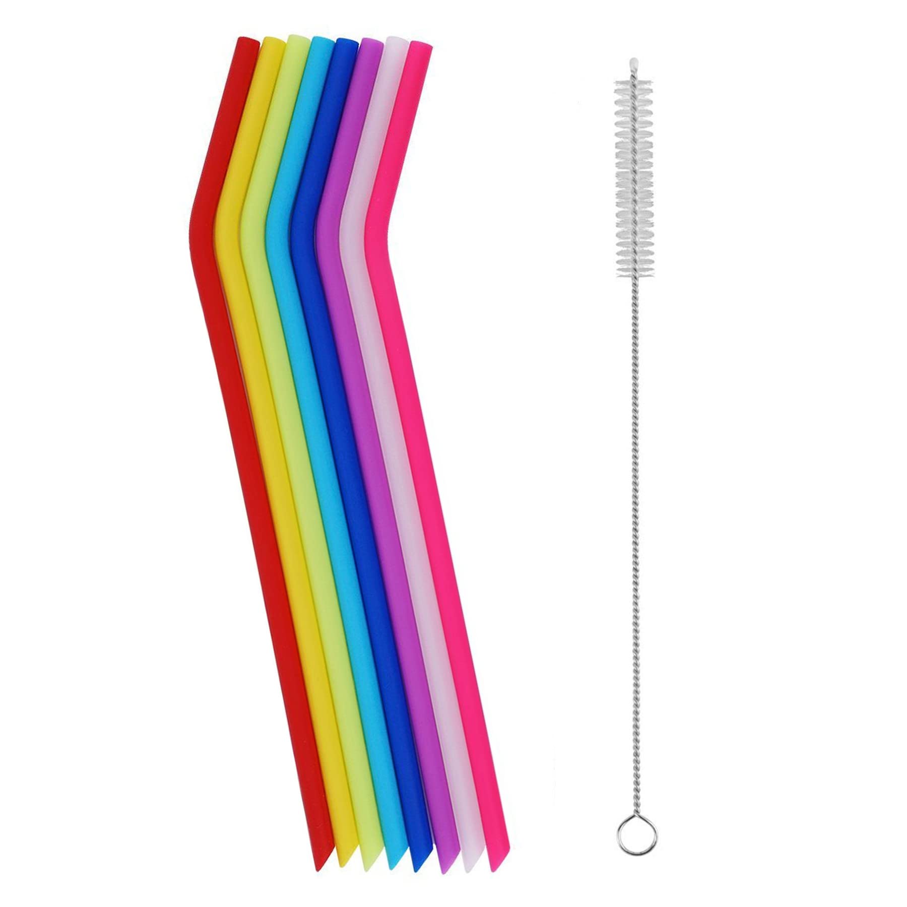 Tifanso 8 pack regular size silicone drinking straws set