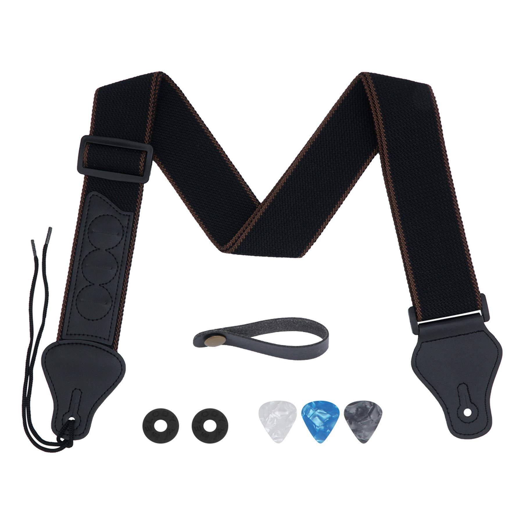 tifanso cotton guitar strap with leather ends adjustable 36 to 62 inches