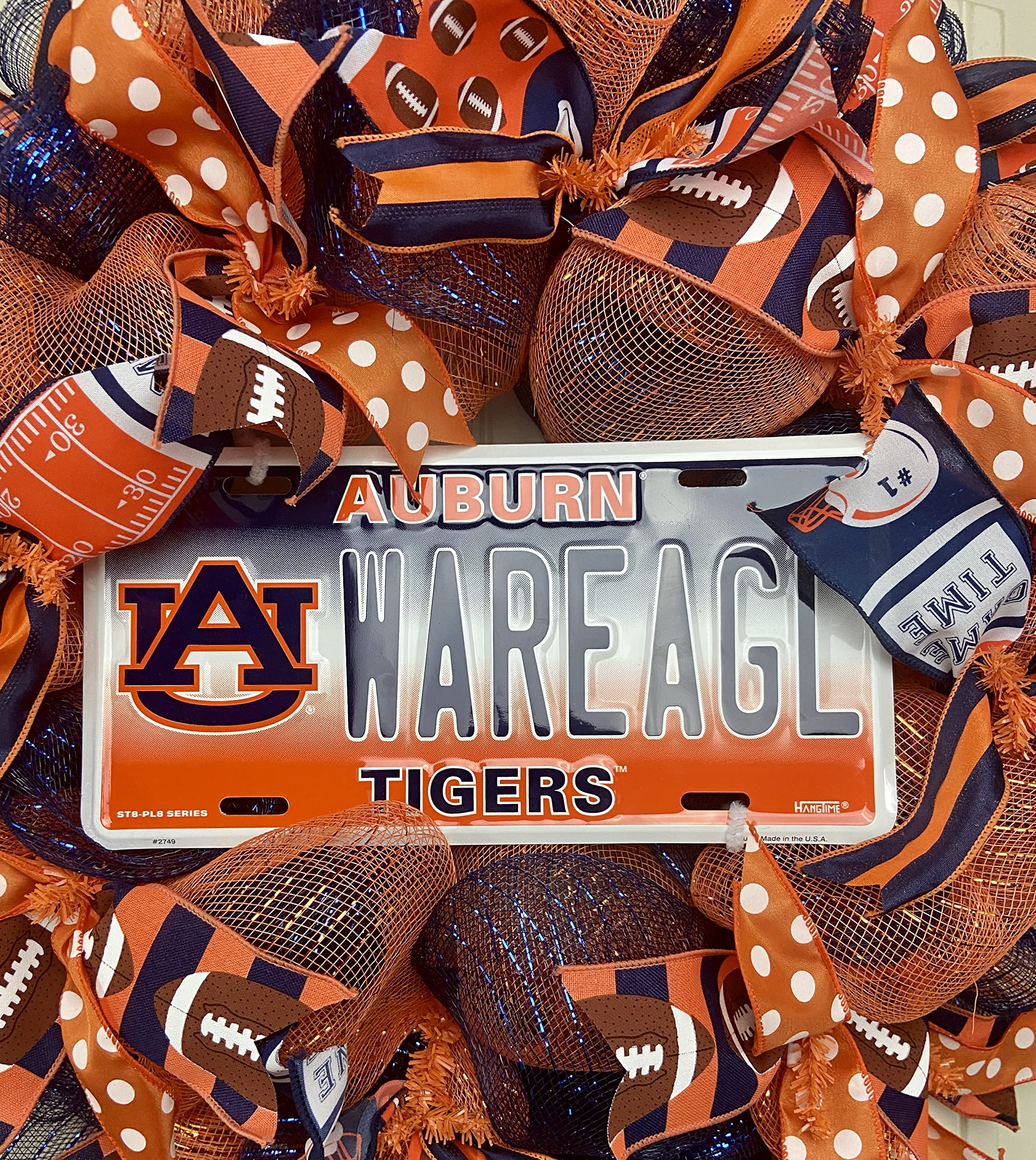 Football fan decoration wreath for Auburn Tigers entryway
