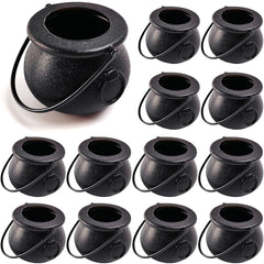 TIHOOD 12pcs mini black cauldrons for small treats
