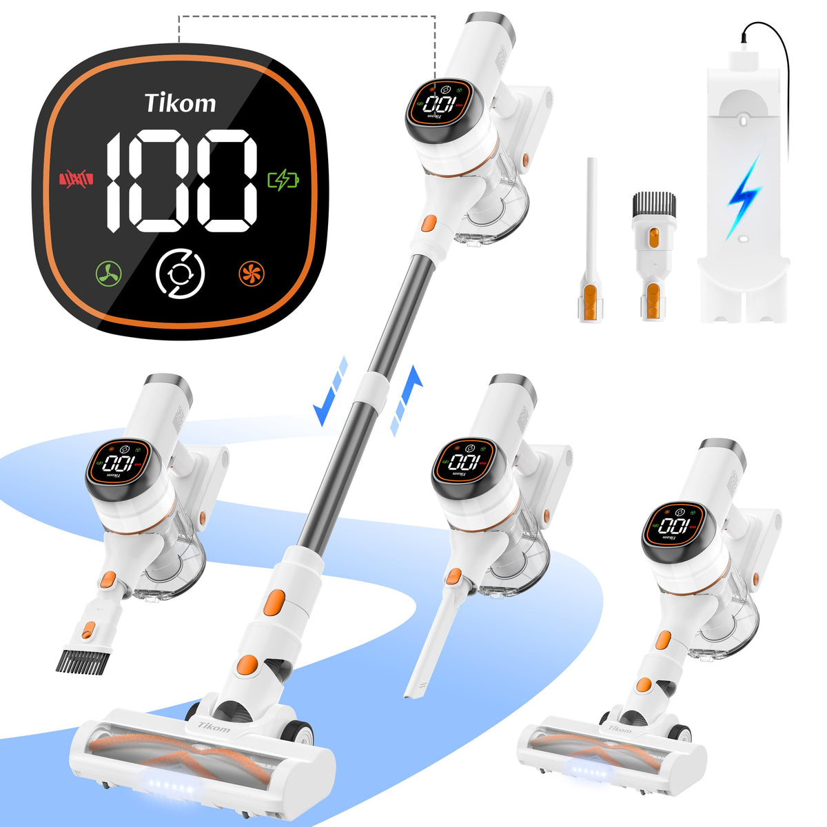 Tikom V500 cordless vacuum cleaner on hard floor