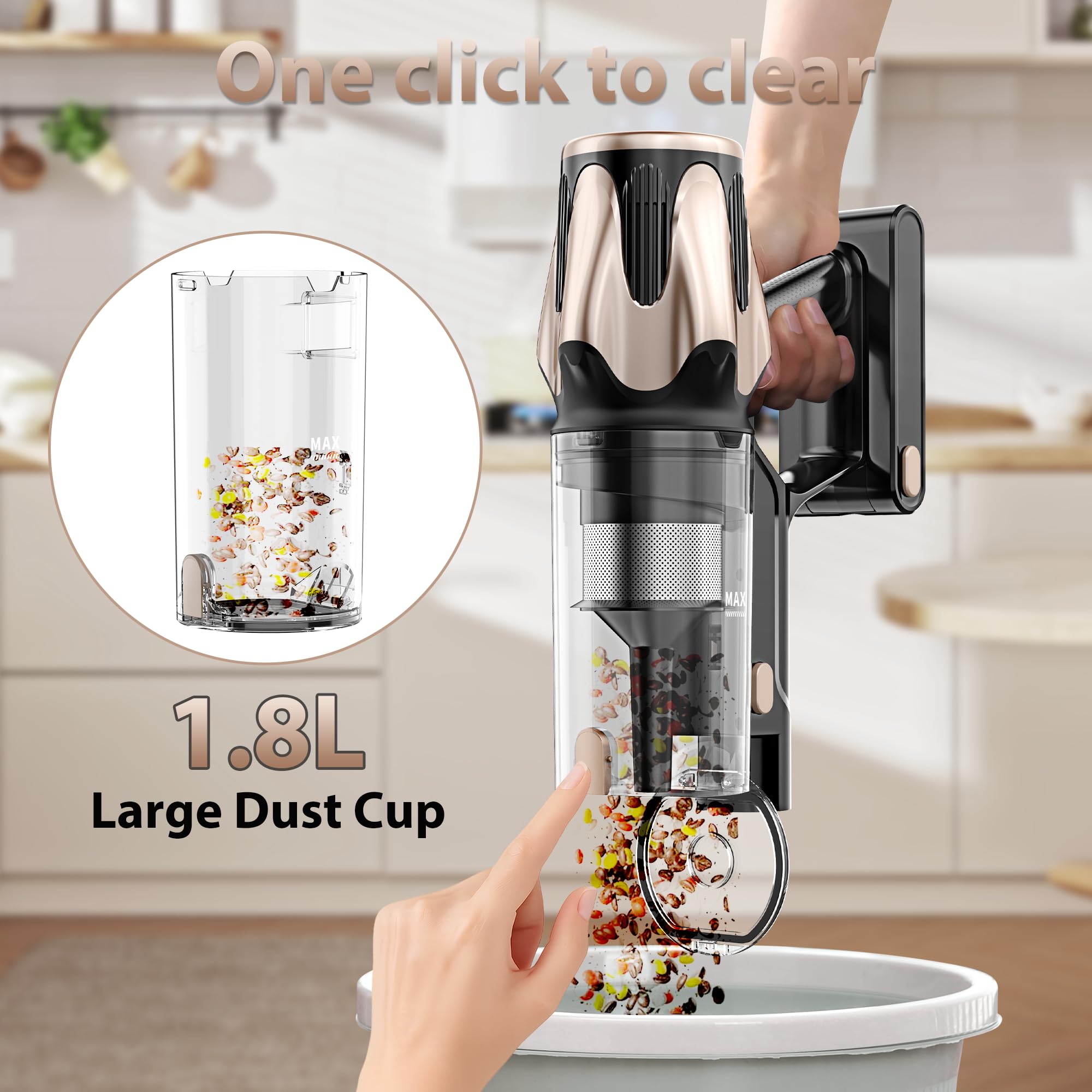 Motorized cleaner head with 180 degree rotation on Tikom V850