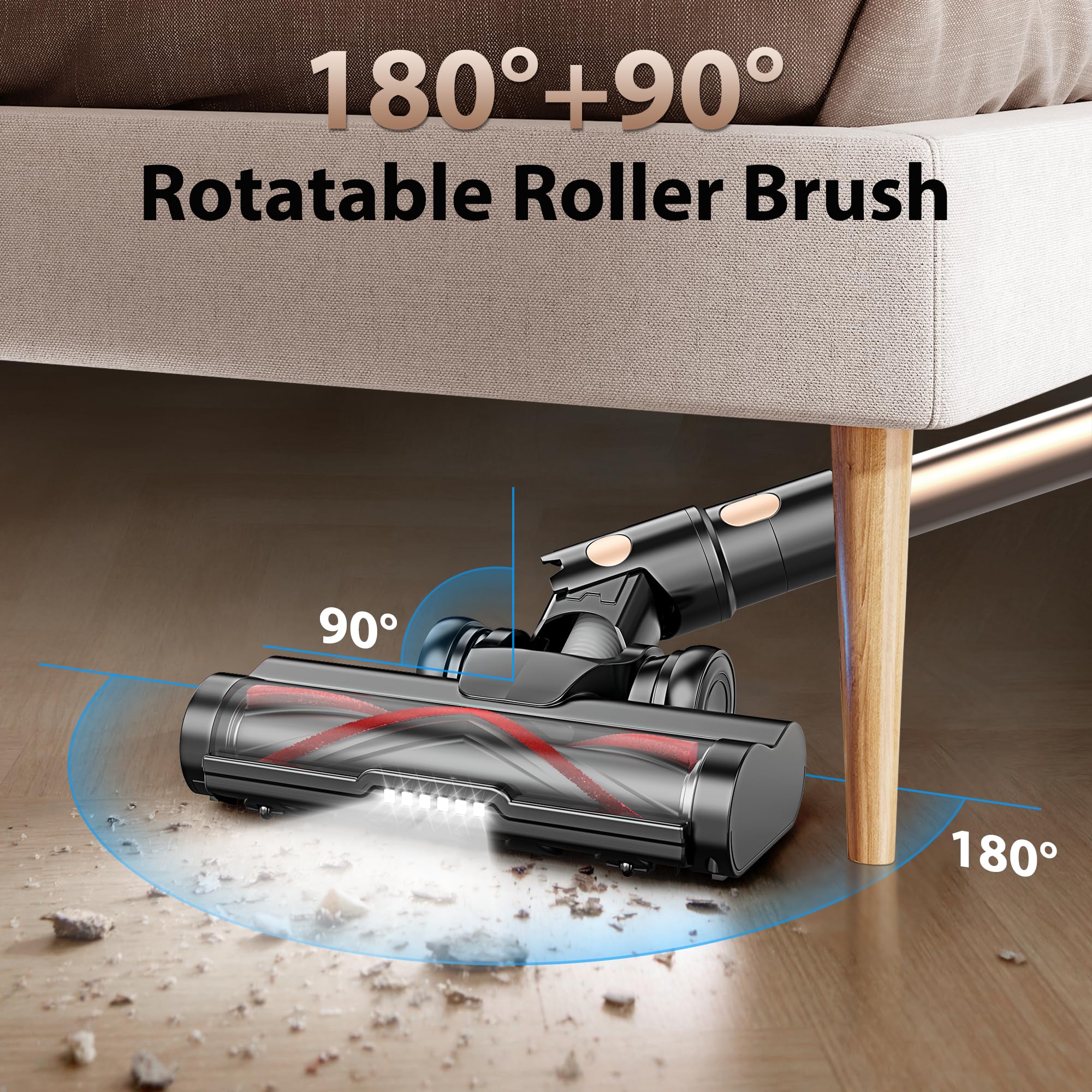 Lightweight ergonomic handle on Tikom V850 cordless vacuum