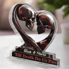 Till Death Do Us Part 8 inch gothic skull heart acrylic plaque