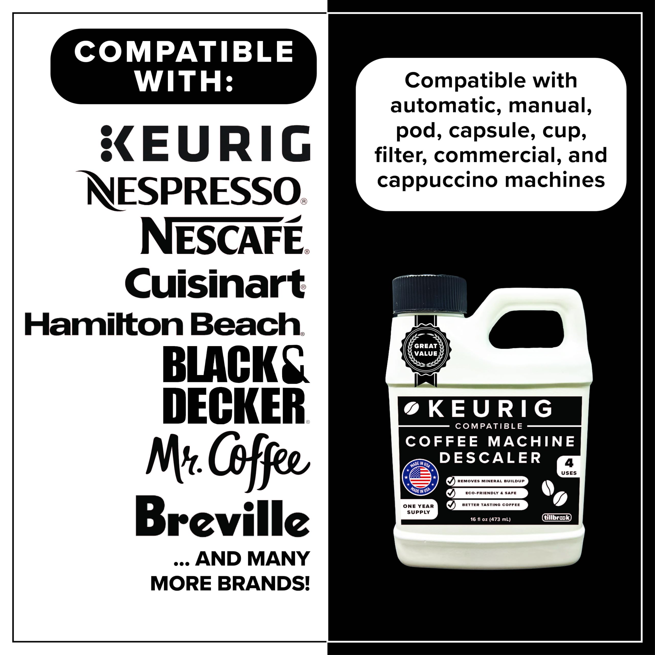 Tillbrook descaler 1 year supply for Keurig and more
