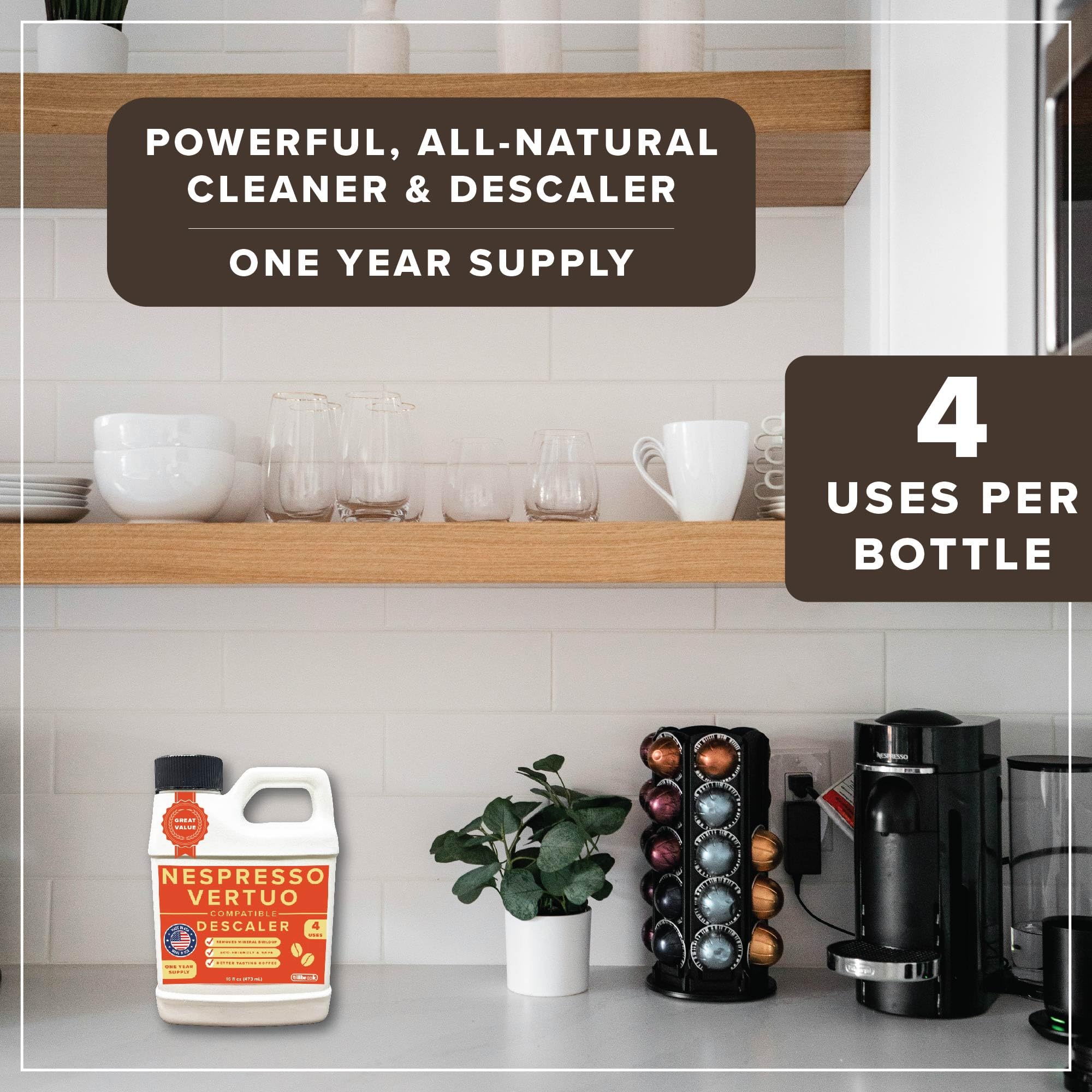 Nespresso Vertuo Machine compatible descaler 16oz bottle