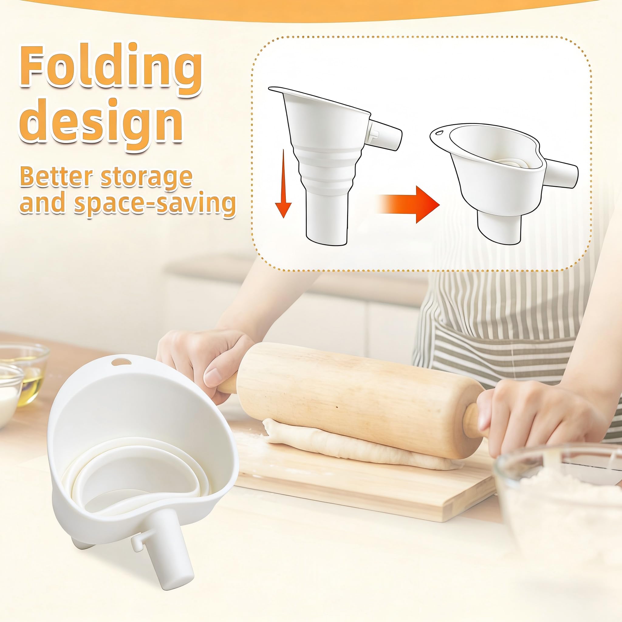 Dishwasher safe silicone flour funnel for Kitchen Aid 4.5-5 quart