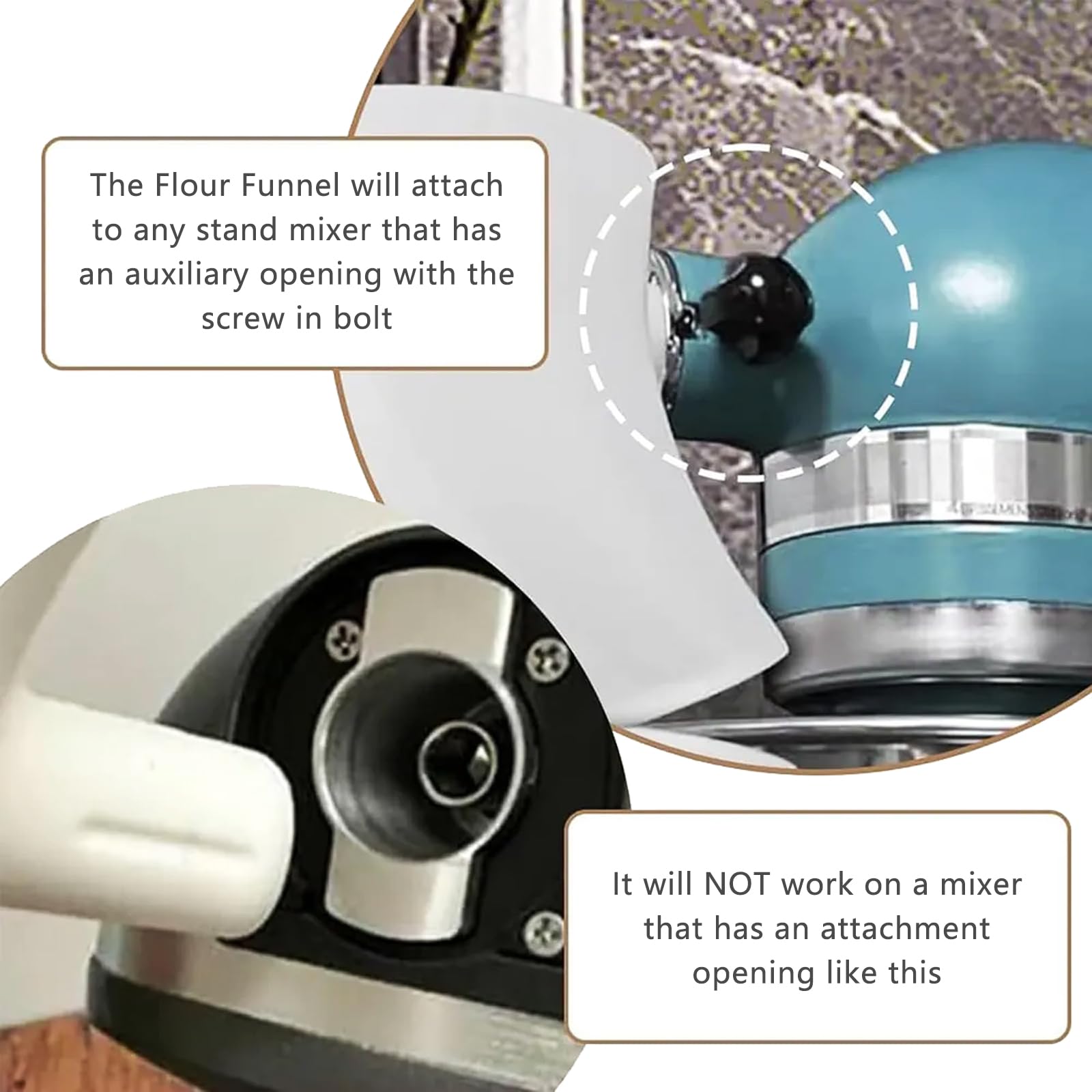 Tilt-head 4-5 Qt funnel for KitchenAid mixer