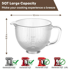 Tilt-head stand mixer glass bowl 5 quart KitchenAid