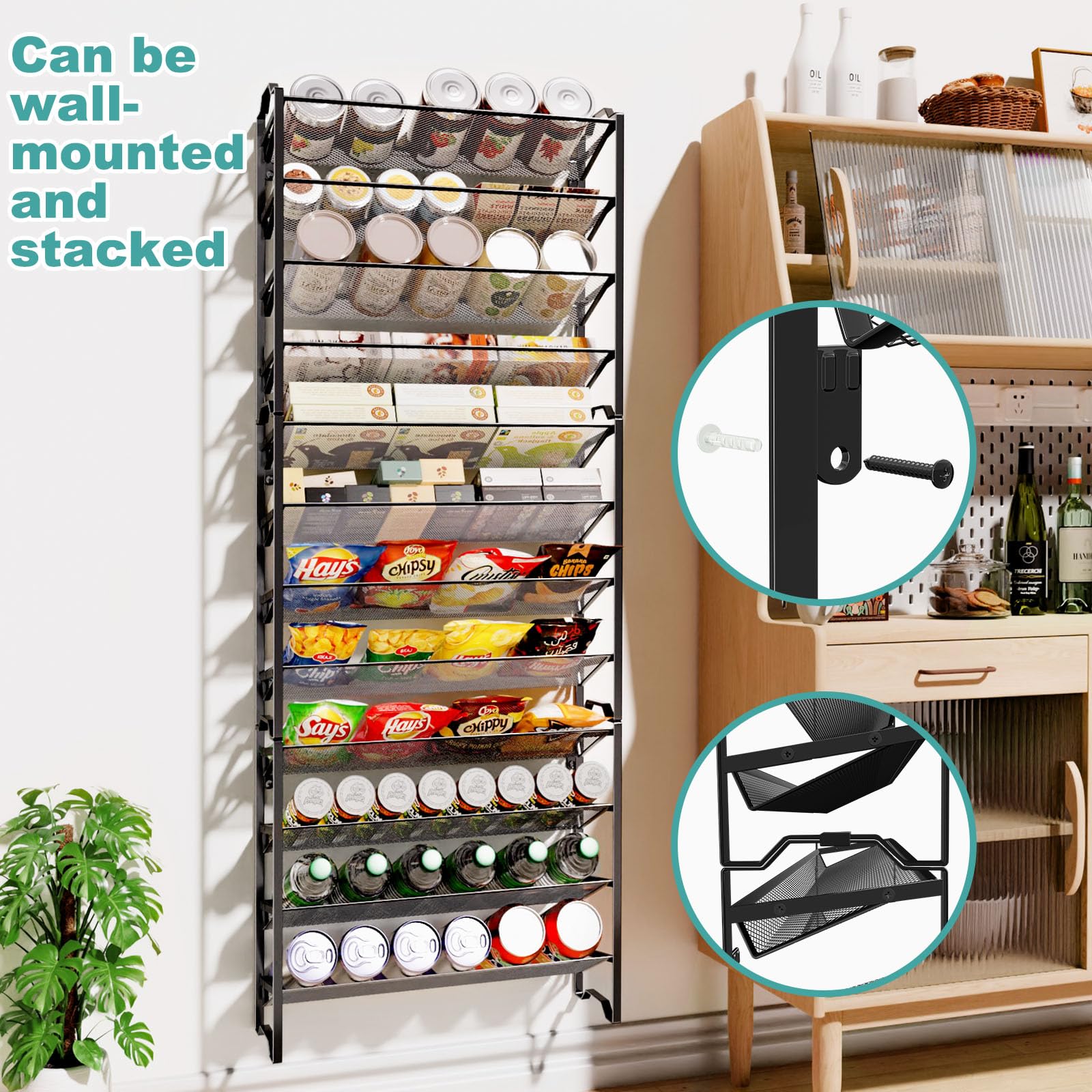 Grid shelf design prevents spice jars from slipping