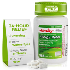 TIME-Cap Labs allergy relief cetirizine hcl 10mg tablets bottle 365 count