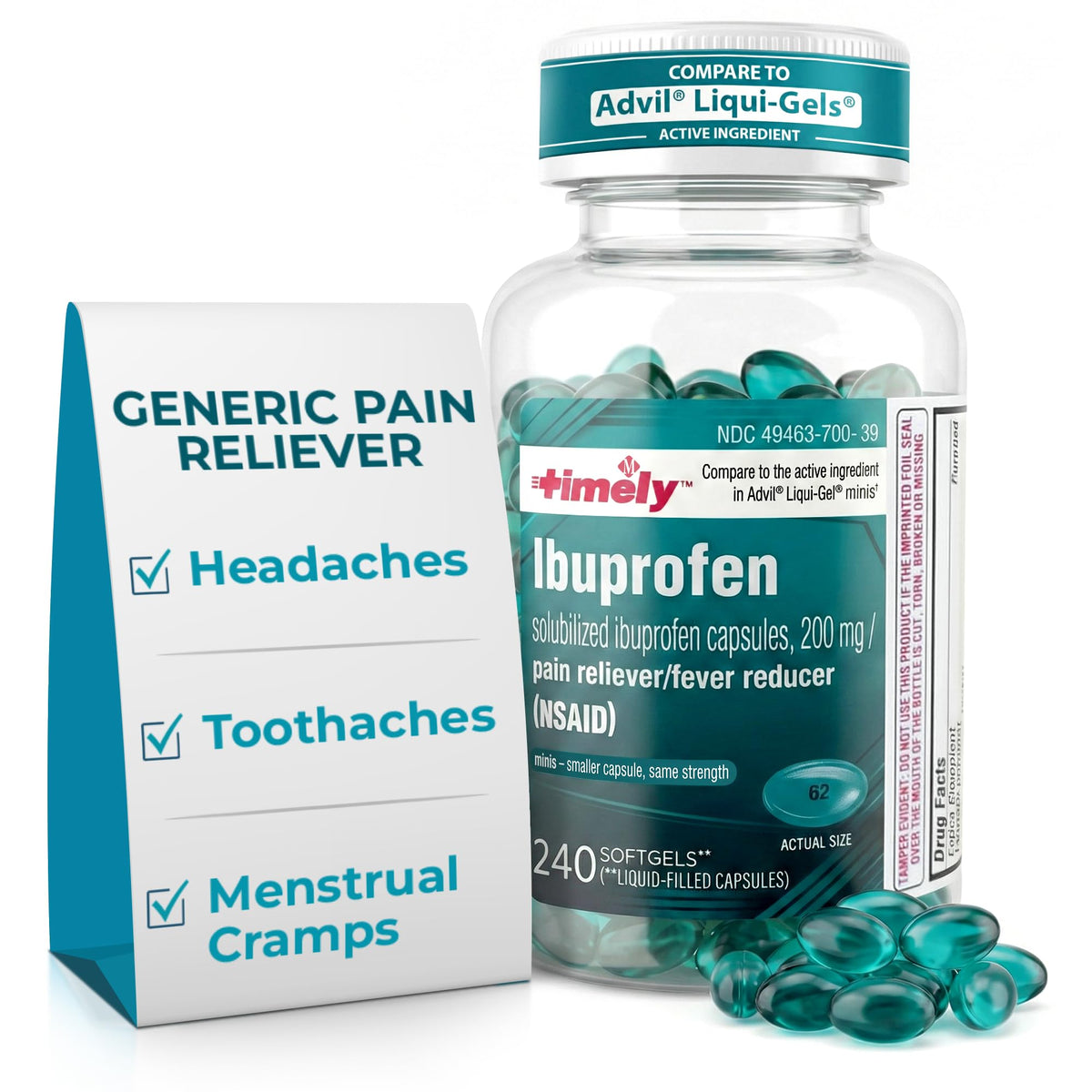Time-Cap Labs Ibuprofen 200mg liquid softgel bottle