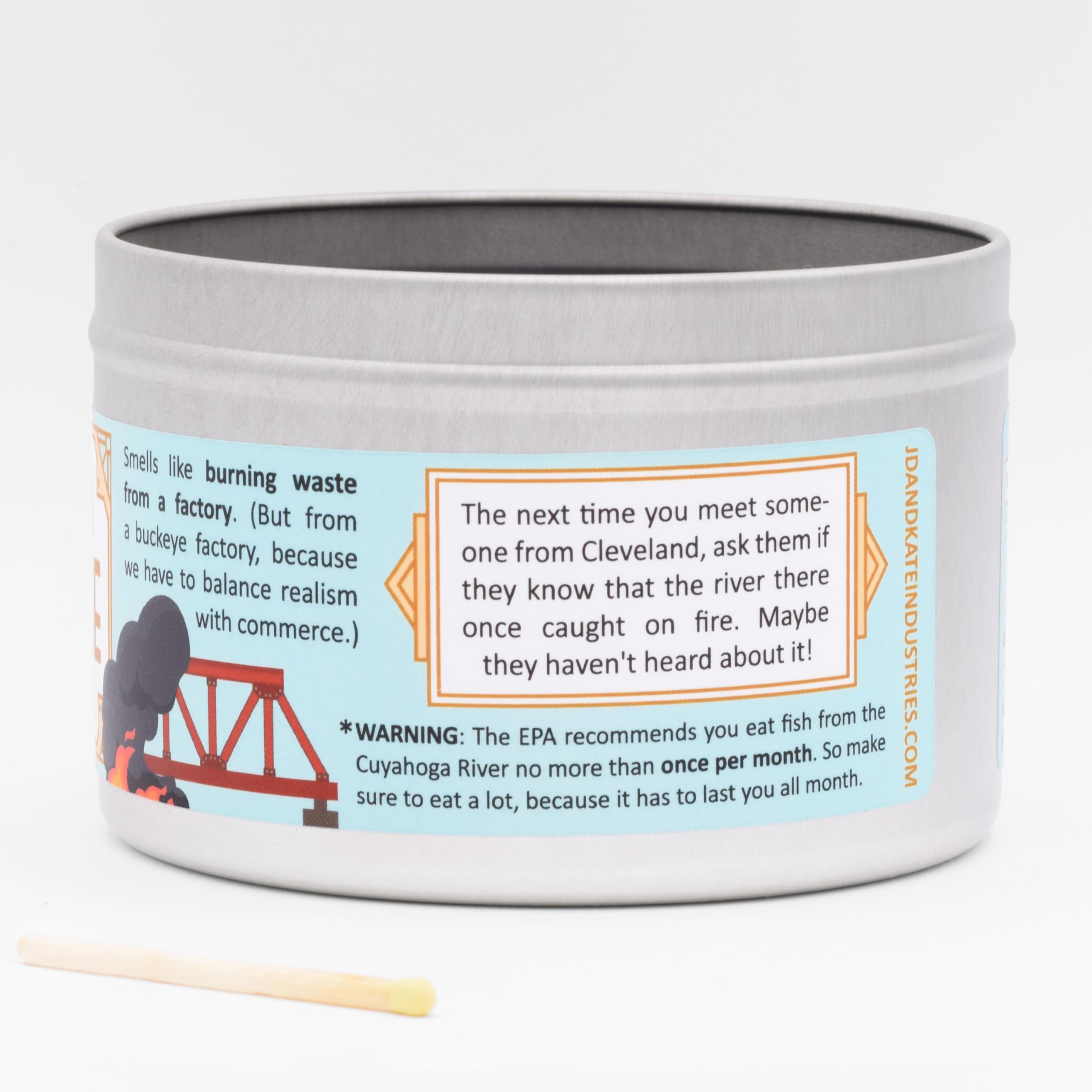 Cuyahoga River Fire history candle by JD and Kate Industries