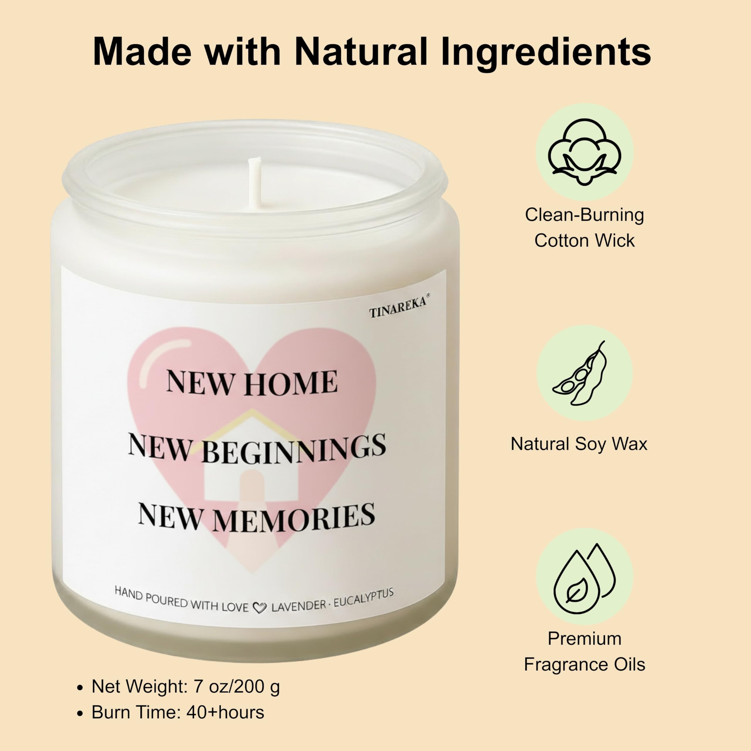 TINAREKA housewarming gift candle for new homeowners