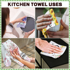 set of 4 tineit kitchen towels floral design