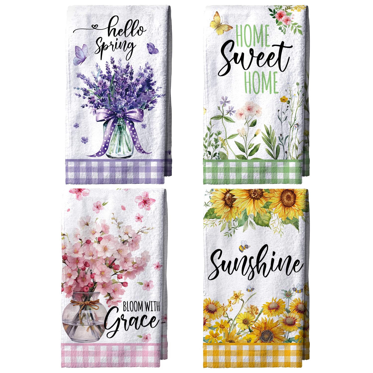 tineit spring kitchen towels 18x26 4pc laid out