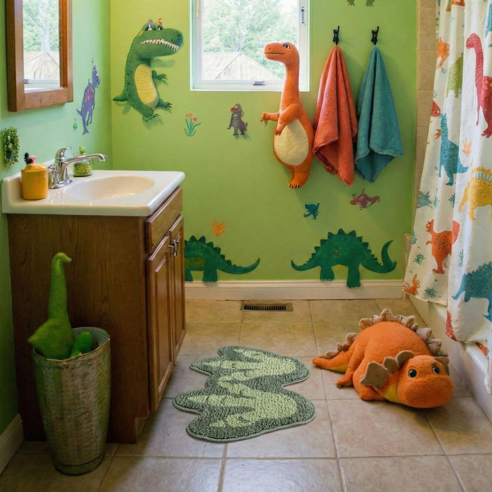 Tinideya dinosaur footprints decorative bath mat for kids room