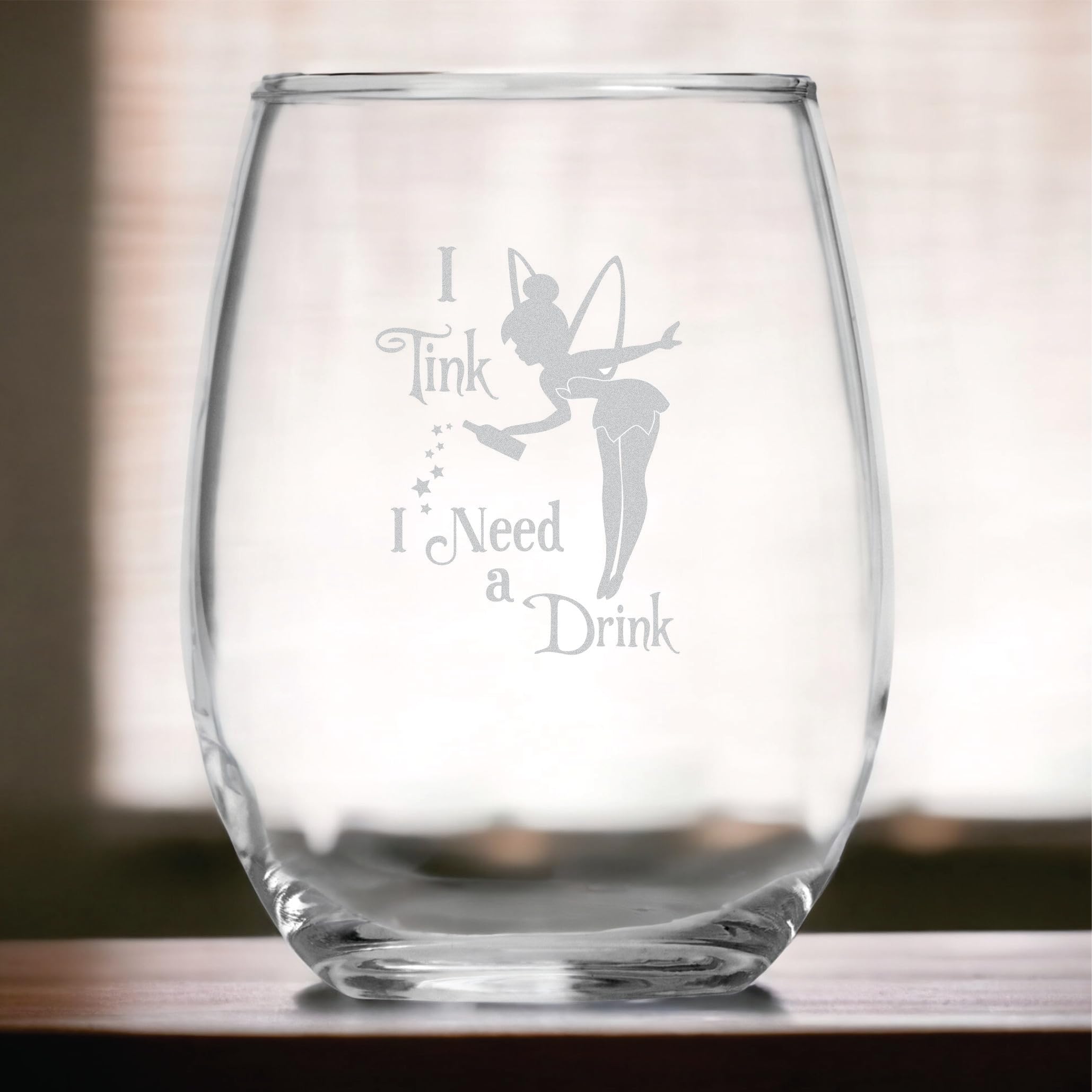 Tinkerbell Fairy Wine Lovers Glass with pixie dust design
