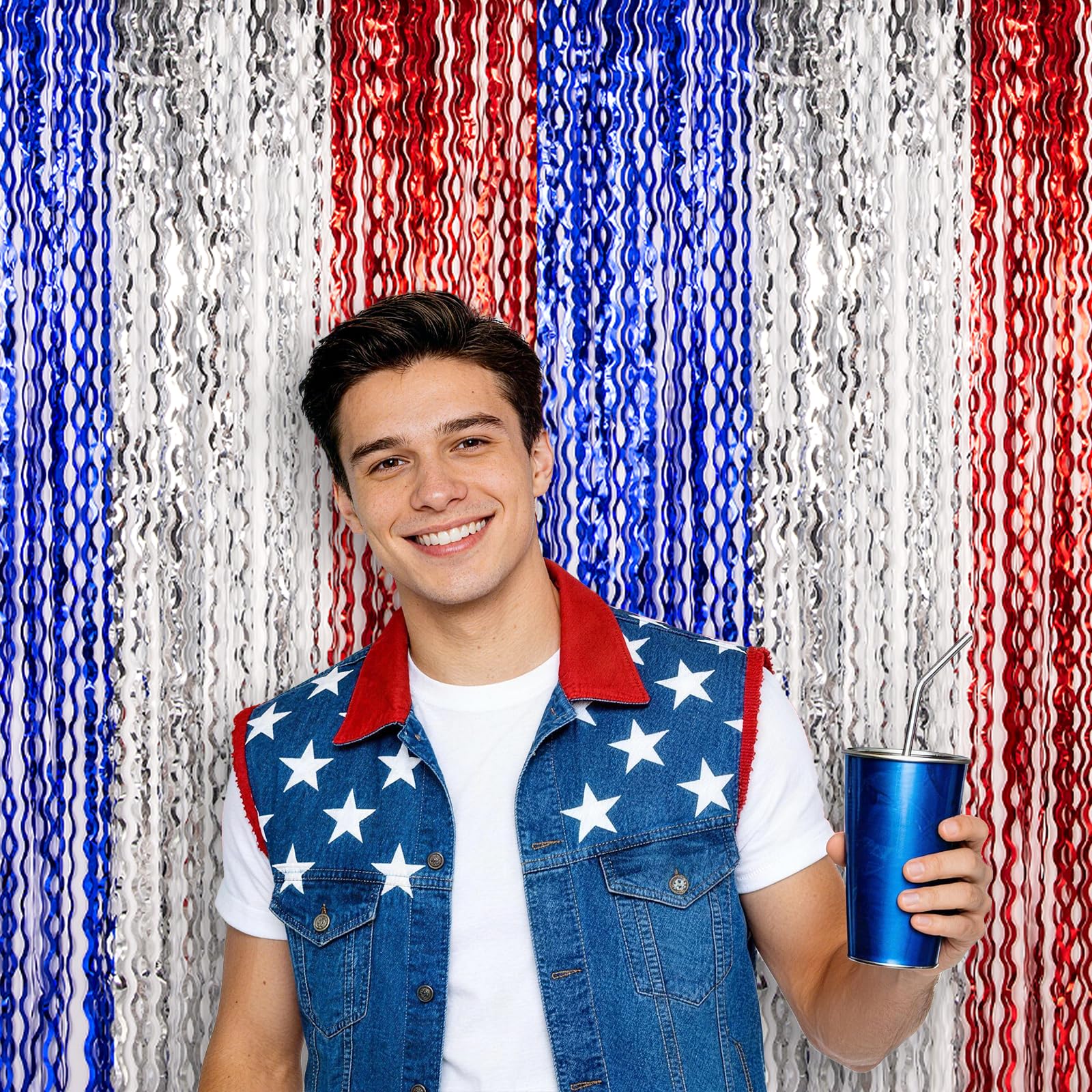 Tinsel foil fringe curtain shiny backdrop for party