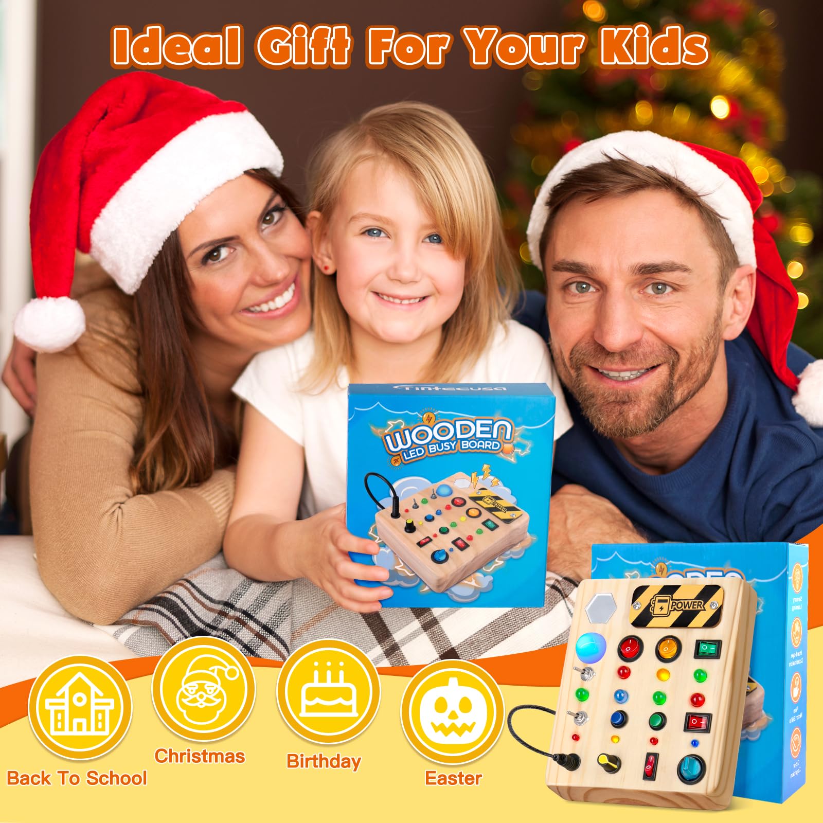 Knob switches and plugs on TINTECUSA Busy Board sensory toy