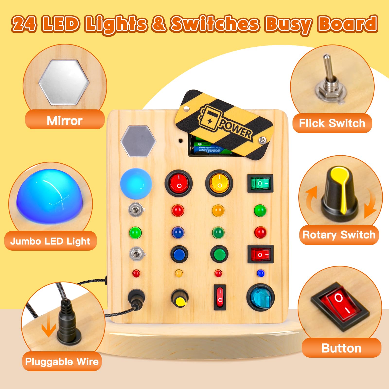 12 LED lights and 12 buttons on TINTECUSA Busy Board