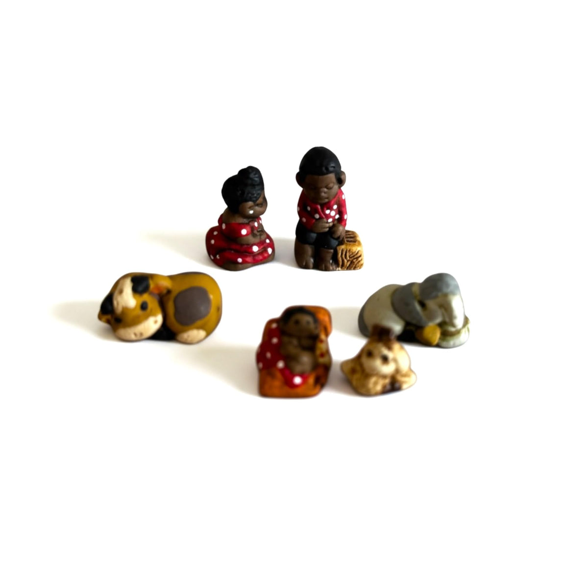Tiny African Peruvian Nativity Set six-piece indoor figurines