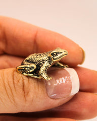 Tiny brass frog miniature handmade for collectors